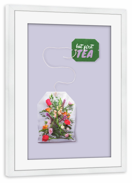 Poster mit Rahmen weiß "FLOWER TEA" artboxONE - Floral,Essen & Trinken,Lustig