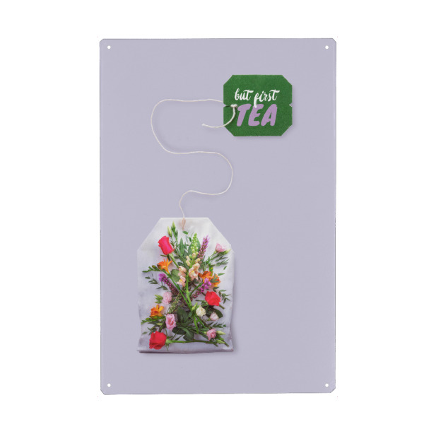 Metall Poster "FLOWER TEA" artboxONE - Floral,Essen & Trinken,Lustig