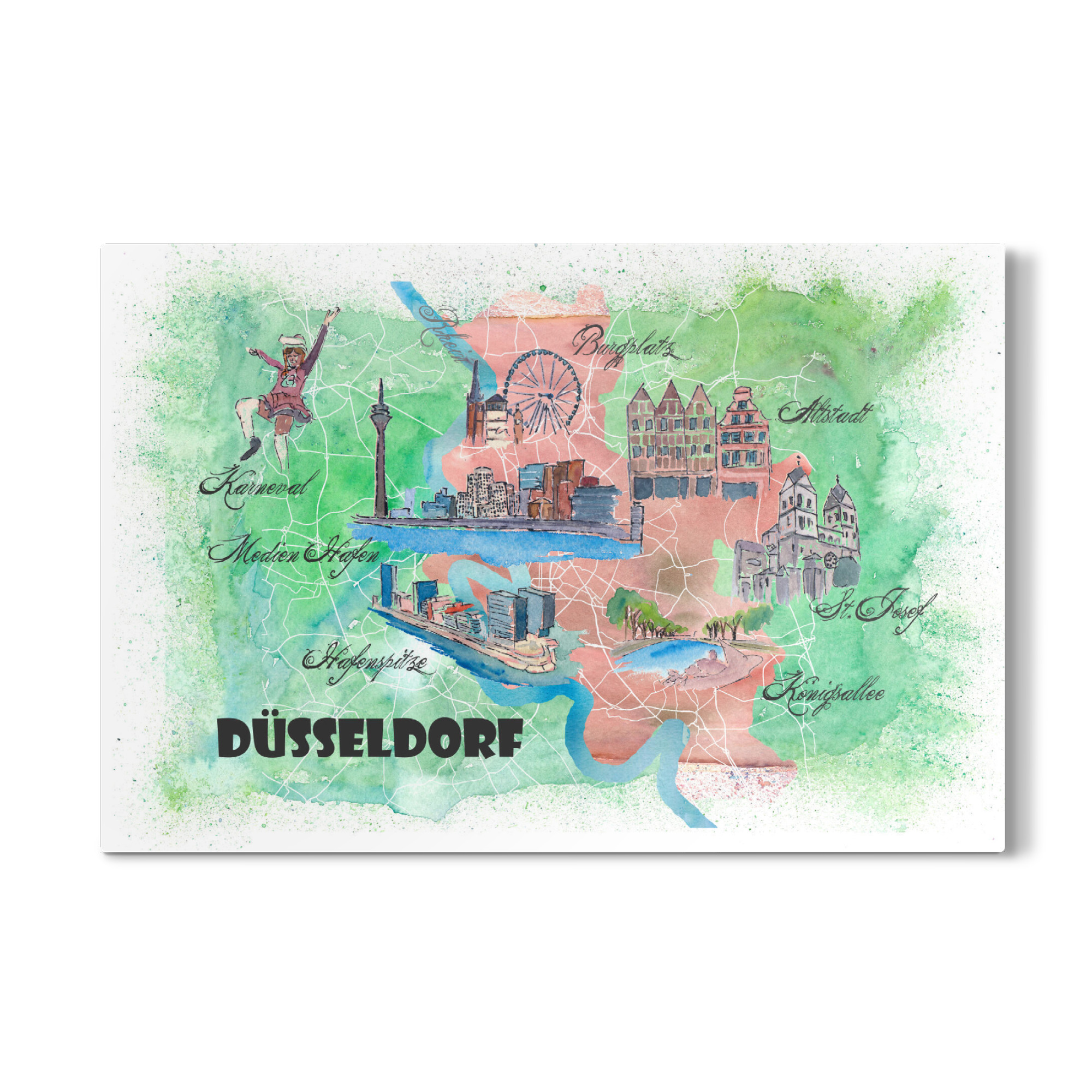 Galerie-Print "Düsseldorf Illustrierte Karte" 75x50 cm artboxONE