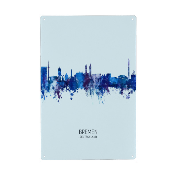 Metall Poster "Bremen Germany Skyline Dark Blue" artboxONE - Städte