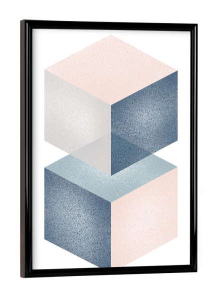 Poster mit schwarzem Rahmen "Cubes pink grey green" artboxONE - Abstrakt,Geometrie