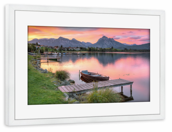 Poster mit Rahmen weiß "Hopfensee im Ostallgäu" artboxONE - Natur,Reise,Reise / Länder