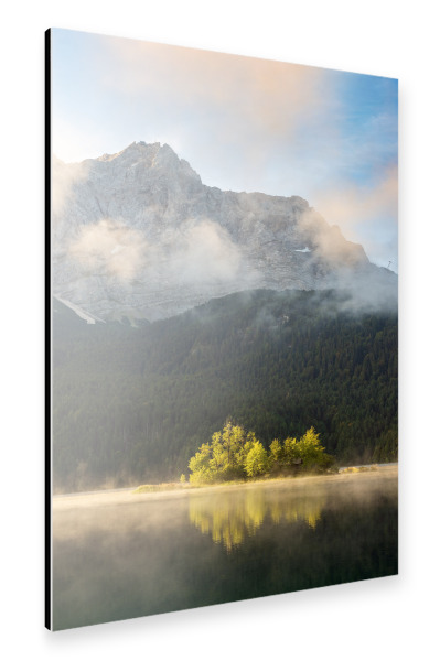 Alu-Dibond "Morgens am Eibsee" 30x20 cm artboxONE