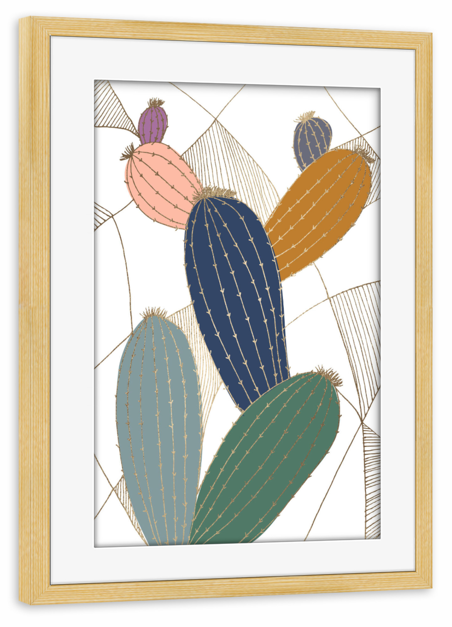 Poster mit Rahmen kiefer "Shiny Cactus" artboxONE - Natur,Floral,Abstrakt