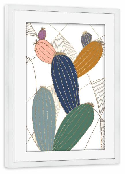 Poster mit Rahmen weiß "Shiny Cactus" artboxONE - Natur,Floral,Abstrakt