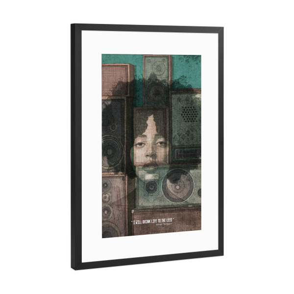 Poster mit Rahmen Schwarz (Metallic) "Vintage style Lady beauty" artboxONE - Menschen