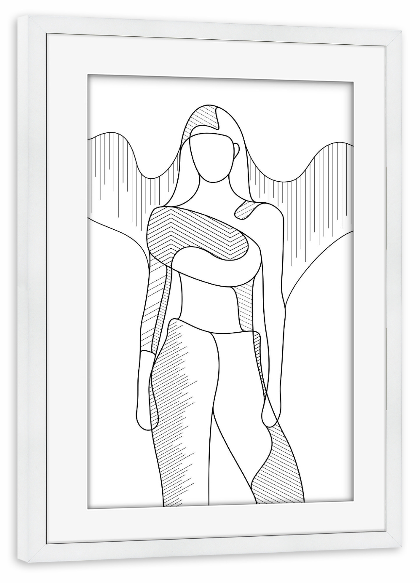 Poster mit Rahmen weiß "Modern Angel" artboxONE - Schwarzweiß,Fashion