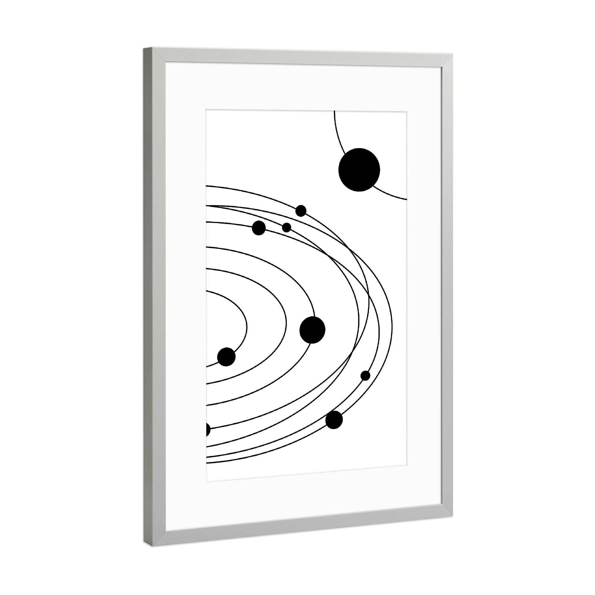 Poster mit Rahmen Silber "Minimal Spheres" artboxONE - Abstrakt,Schwarzweiß