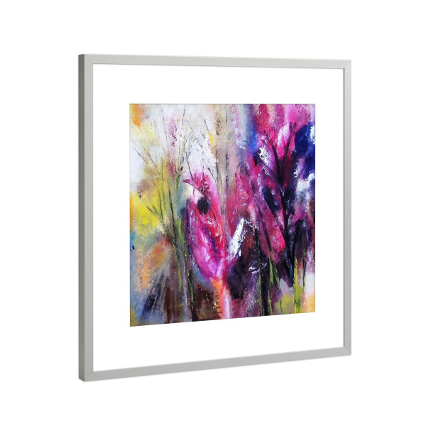 Poster mit Rahmen Silber "Feuerblumen" artboxONE - Floral - Blumen,Botanical,Flowers,Abstract,Abstrakt,Nature,Natur,Malerei,Colorful,Bunt,Floral