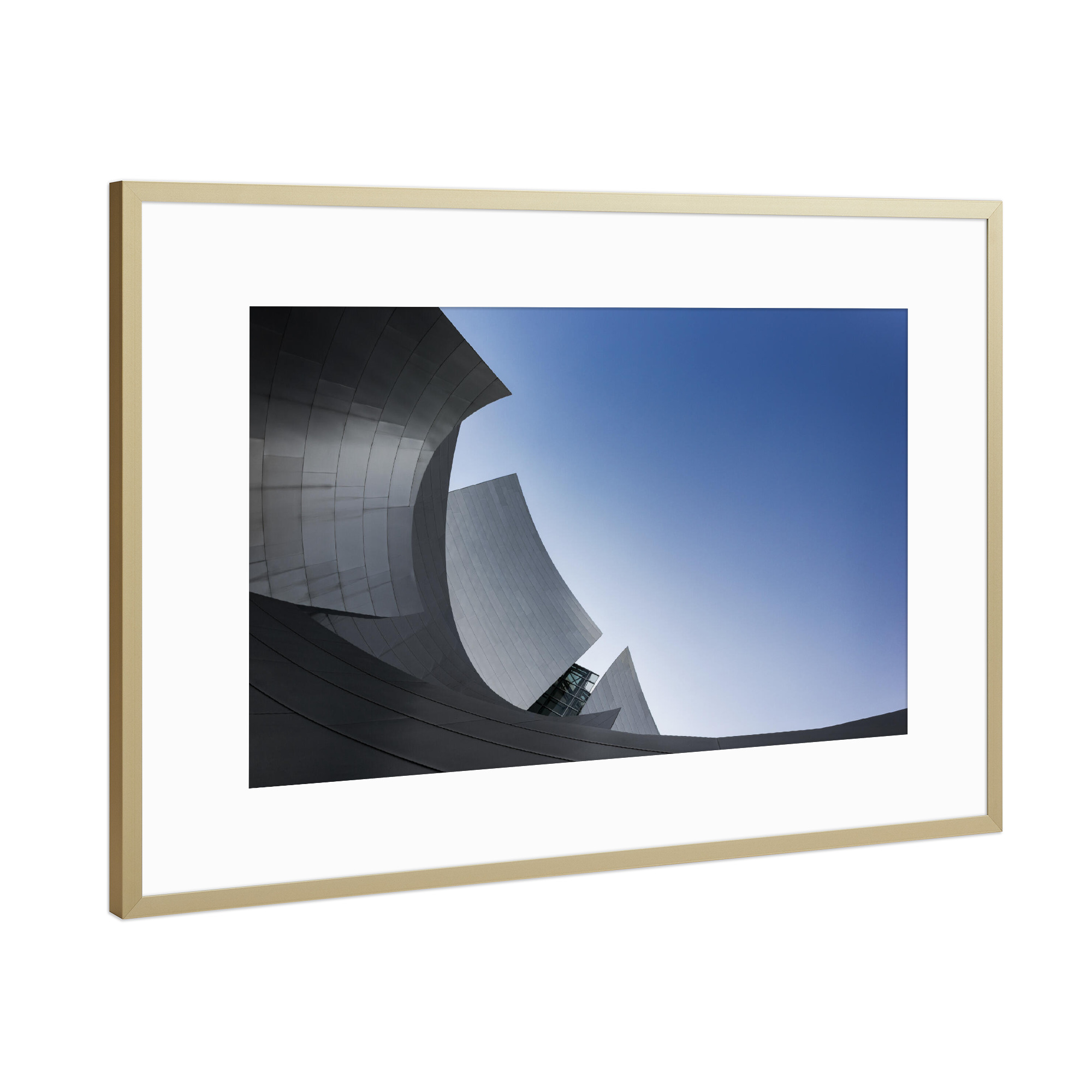 Poster mit Rahmen Gold "Walt Disney Concert Hall in LA" artboxONE - Städte,Abstrakt,Architektur,Geometrie,Städte / Los Angeles