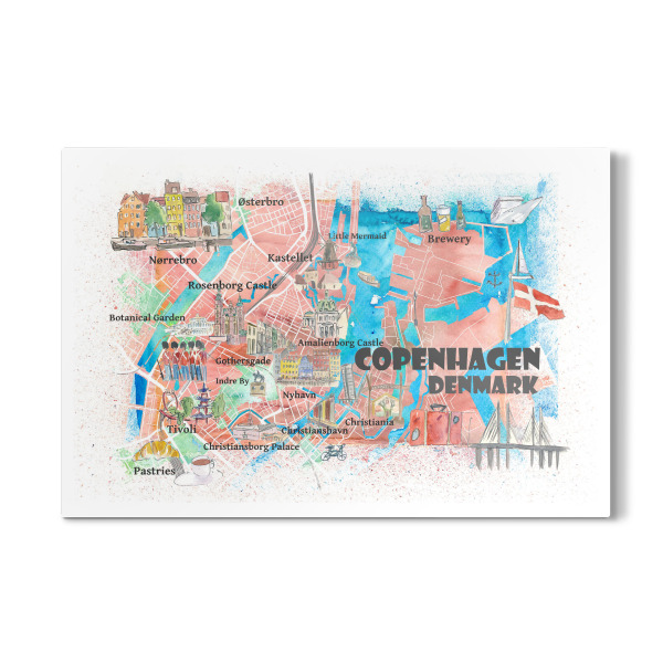 Galerie-Print "Kopenhagen Dänemark Karte" 30x20 cm artboxONE