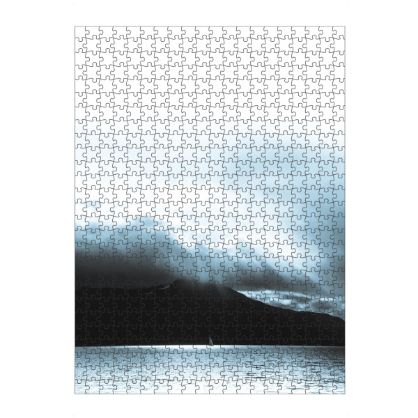 Puzzle Ravensburger "Sail away" artboxONE - Natur,Reise - Segelboot,Norwegen,Wetter,Norway,Boat,Weather,Sea,Water,Wasser,Sky,Stormy,Berg,Mountain