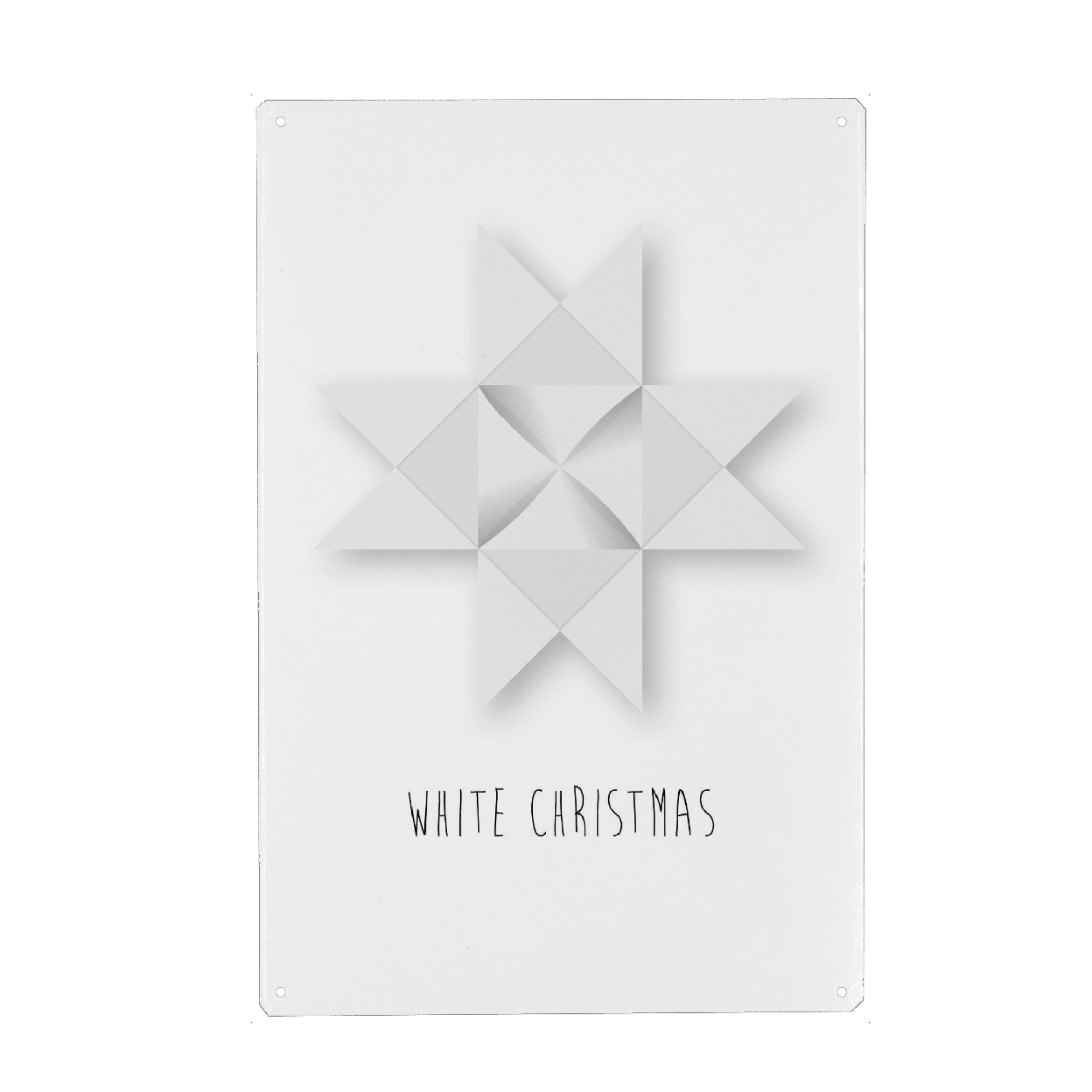 Metall Poster "Christmas star, white" artboxONE - Typografie,Schwarzweiß,Geometrie,Weihnachten