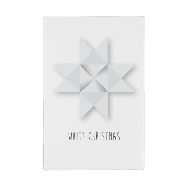 Metall Poster "Christmas star, white" artboxONE - Typografie,Schwarzweiß,Geometrie,Weihnachten