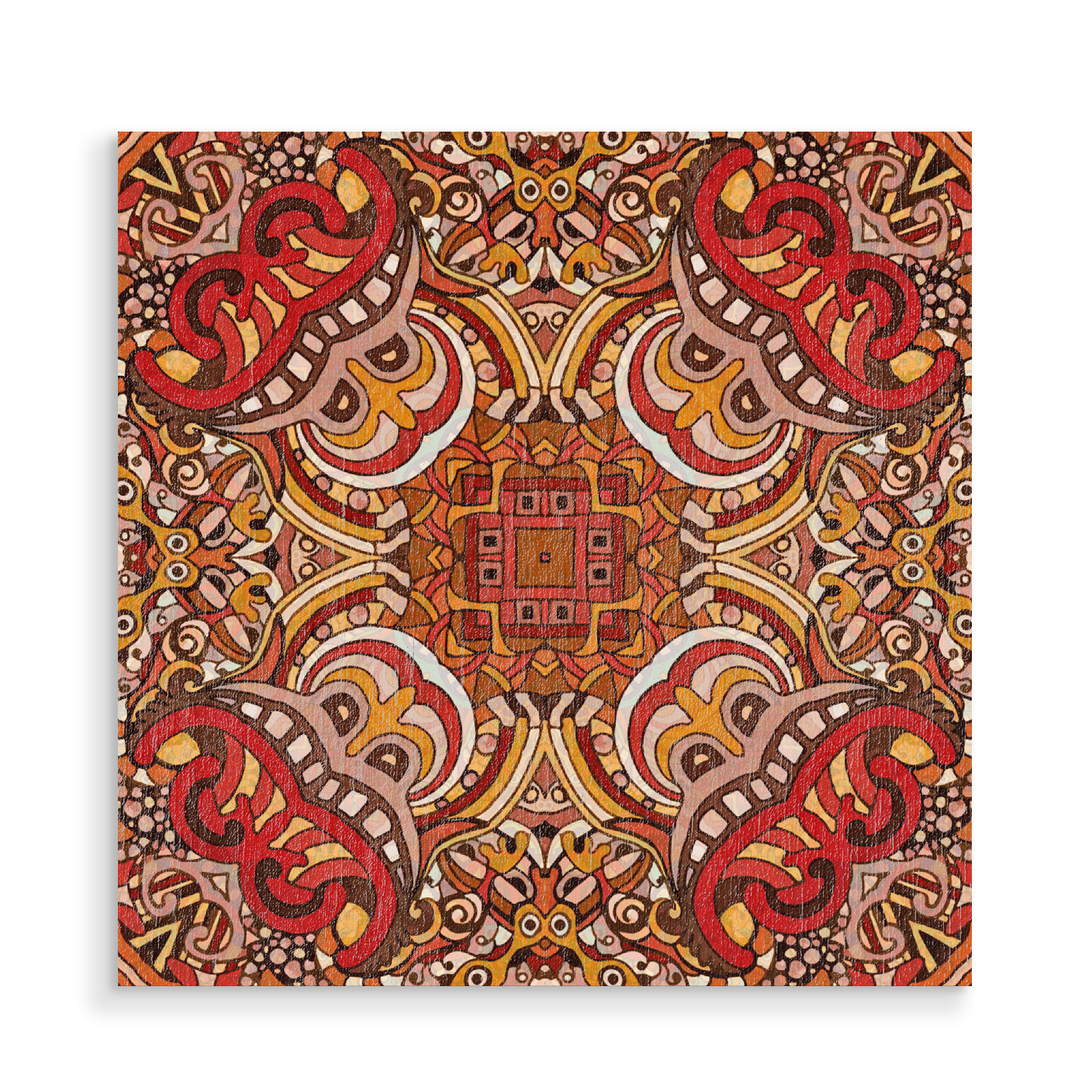 Holzbild "Tibet rot" artboxONE - Abstrakt,Geometrie,Reise / Asien - Muster,Pattern,Abstrakt,Buddhismus,Entspannung,Zentrierung,Tibet,Mandala,Abstract