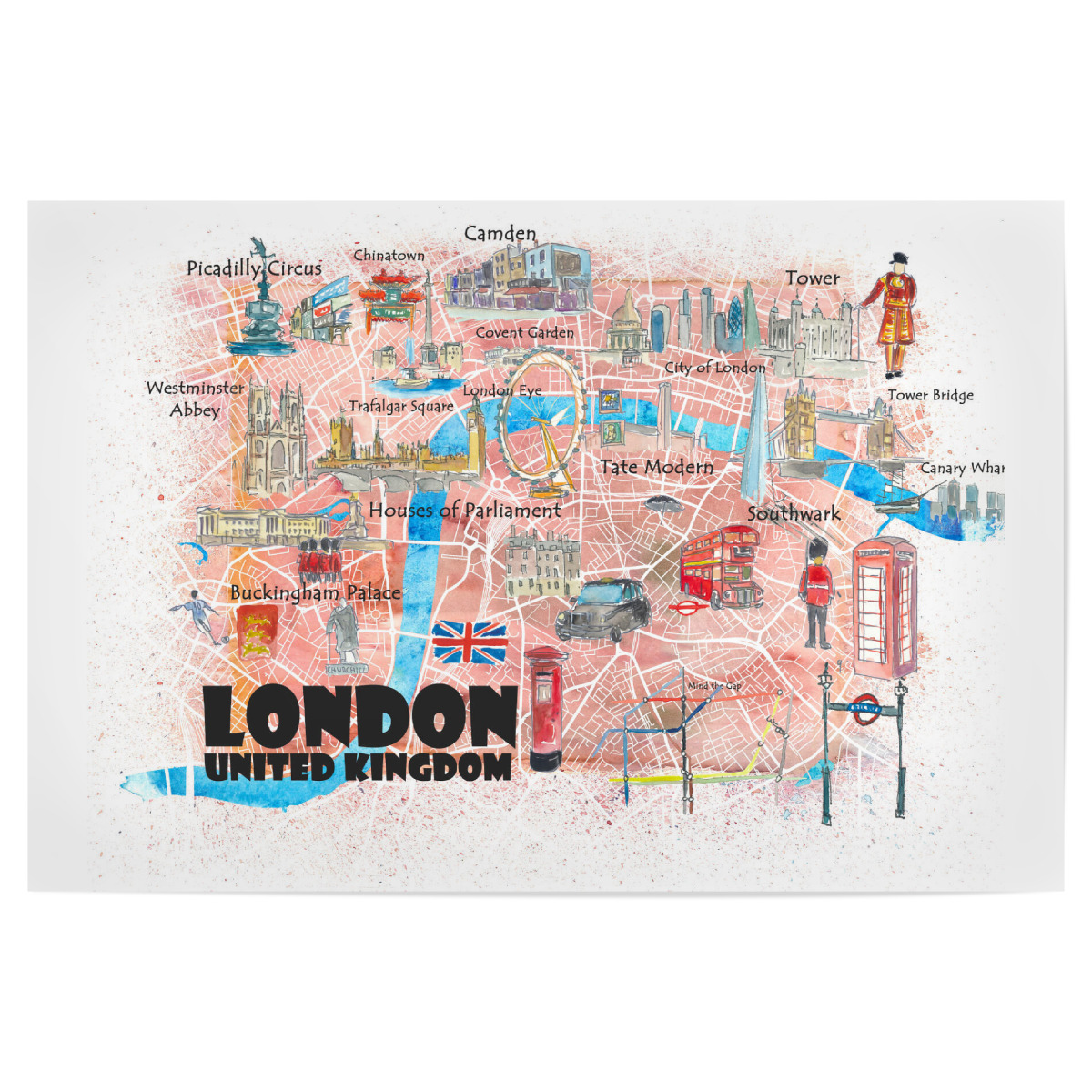 London Illustrierte Karte Als Poster Bei Artboxone Kaufen