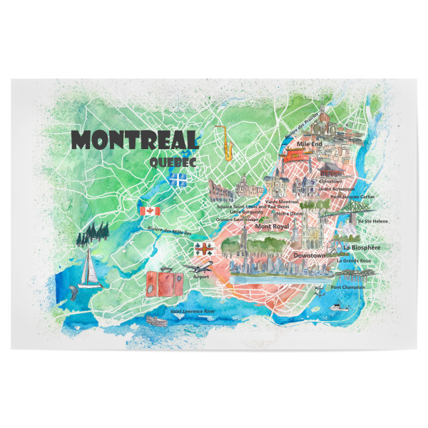 Poster "Montreal Illustrierte Karte" artboxONE - Städte,Architektur,Kartografie
