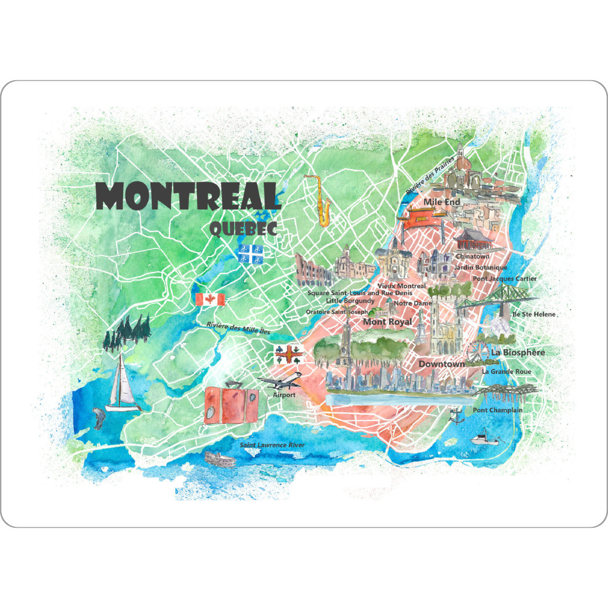 Tischset "Montreal Illustrierte Karte" artboxONE - Städte,Architektur,Kartografie