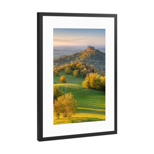 Poster mit Rahmen Schwarz (Metallic) "Burg Hohenzollern im Herbst" artboxONE - Natur,Reise,Reise / Länder