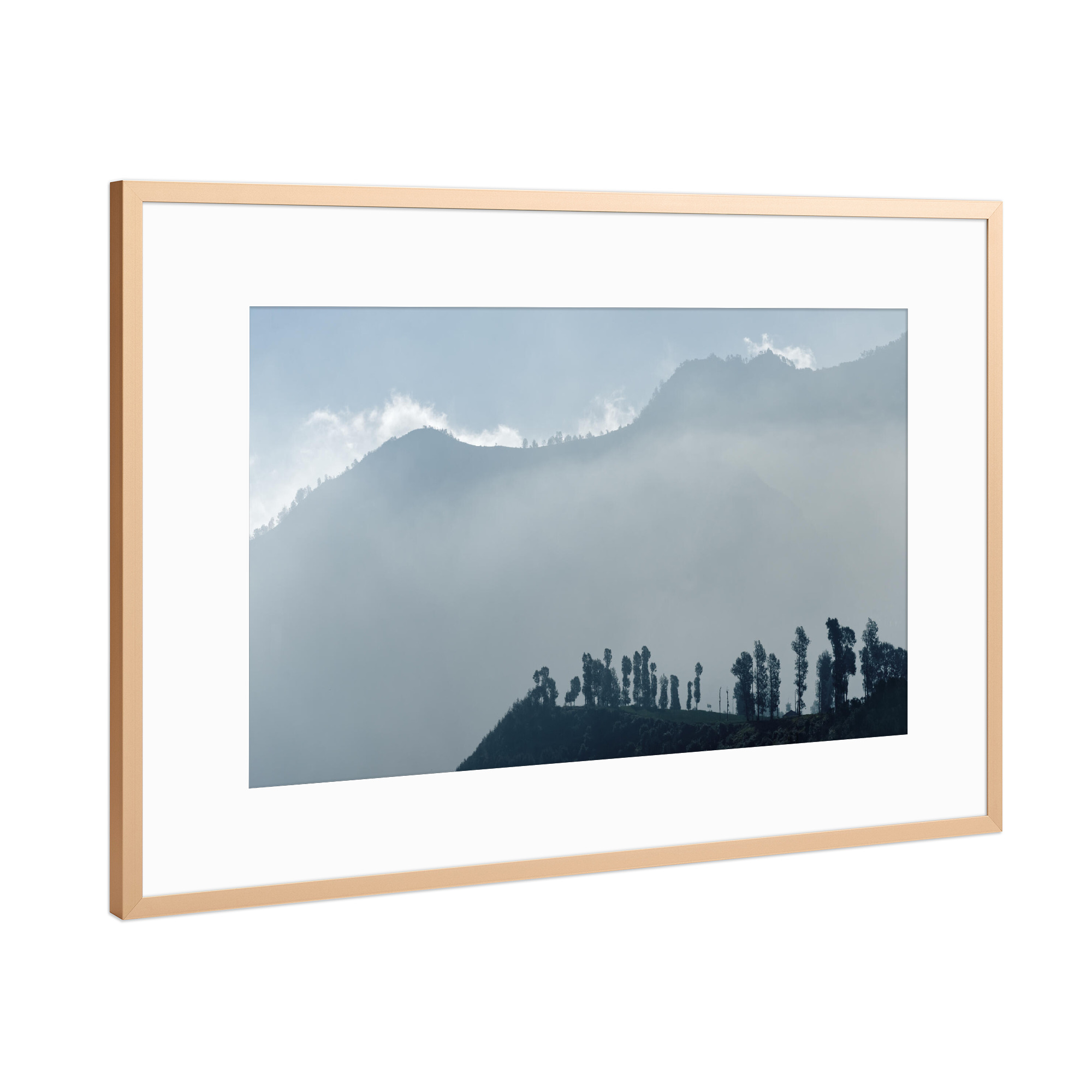Poster mit Rahmen Kupfer "Morgenlicht am Mt. Bromo" artboxONE - Natur,Abstrakt,Reise / Asien