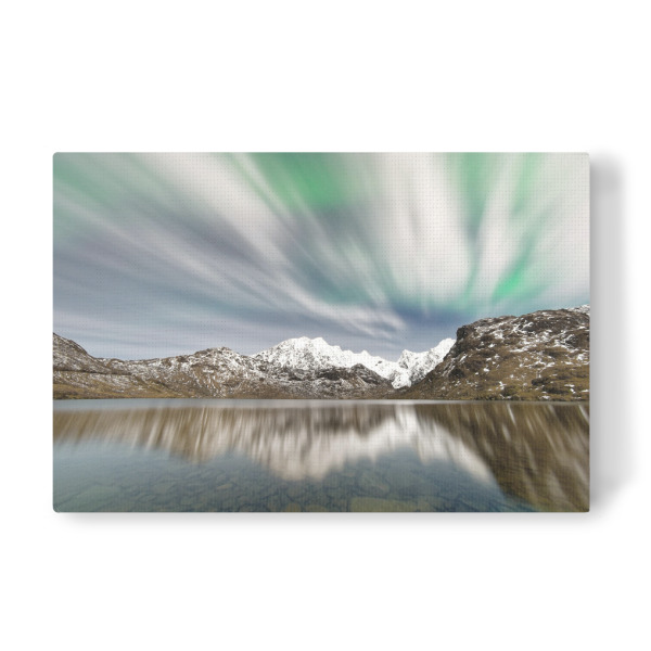 Leinwandbild "Polarlicht über einer Bergkette" artboxONE - Natur,Reise,Reise / Länder