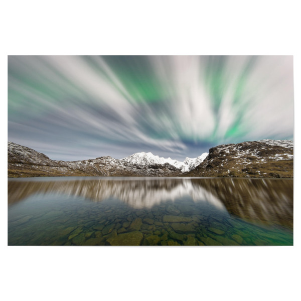 Poster "Polarlicht über einer Bergkette" artboxONE - Natur,Reise,Reise / Länder