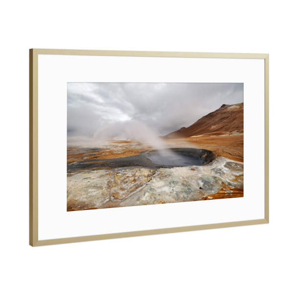Poster mit Rahmen Gold "Geothermalgebiet in Island" artboxONE - Natur,Reise,Reise / Länder