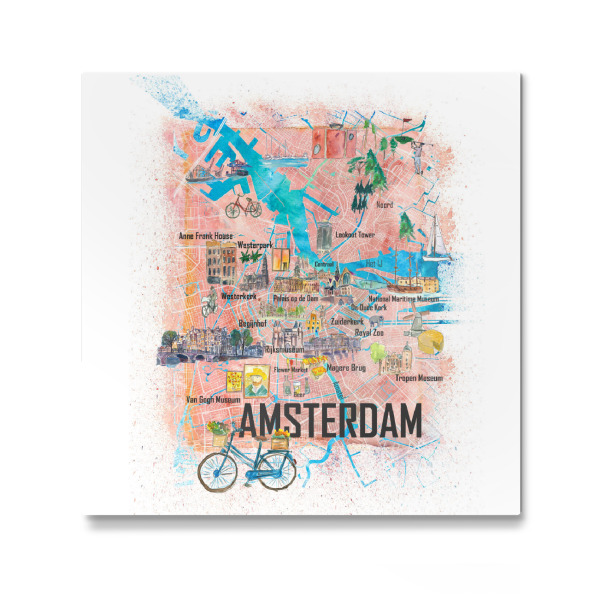 Galerie-Print "Amsterdam Holland Karte" 30x30 cm artboxONE
