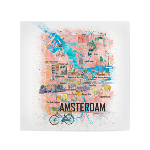 Poster 20x20 cm "Amsterdam Holland Karte" artboxONE - Städte,Architektur,Städte / Amsterdam,Kartografie
