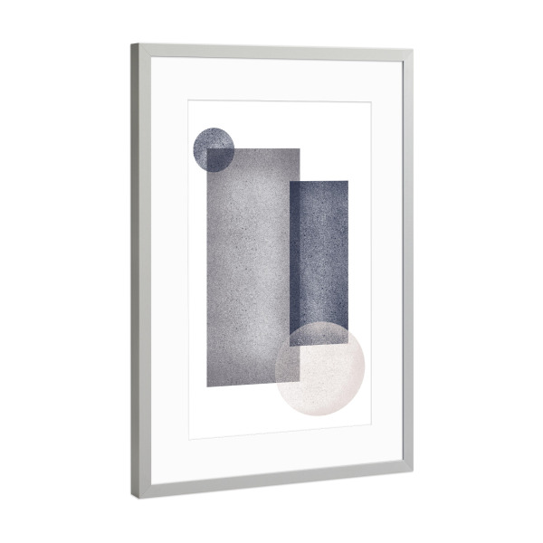 Poster mit Rahmen Silber "Abstract rectangles in grey" artboxONE - Abstrakt,Geometrie