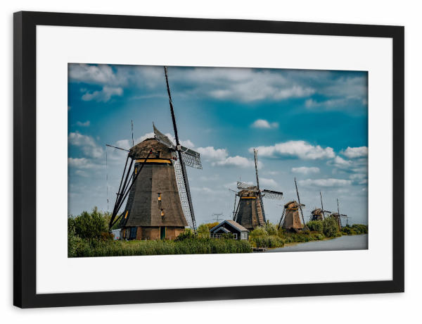 Poster mit Rahmen schwarz "Kinderdijk" artboxONE - Natur,Reise,Architektur,Reise / Länder