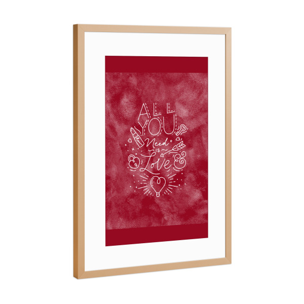 Poster mit Rahmen Kupfer "Valentine day all you need is love" artboxONE - Typografie,Liebe