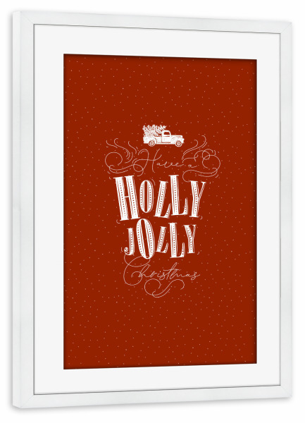 Poster mit Rahmen weiß "Holly jolly Christmas red" artboxONE - Typografie,Weihnachten