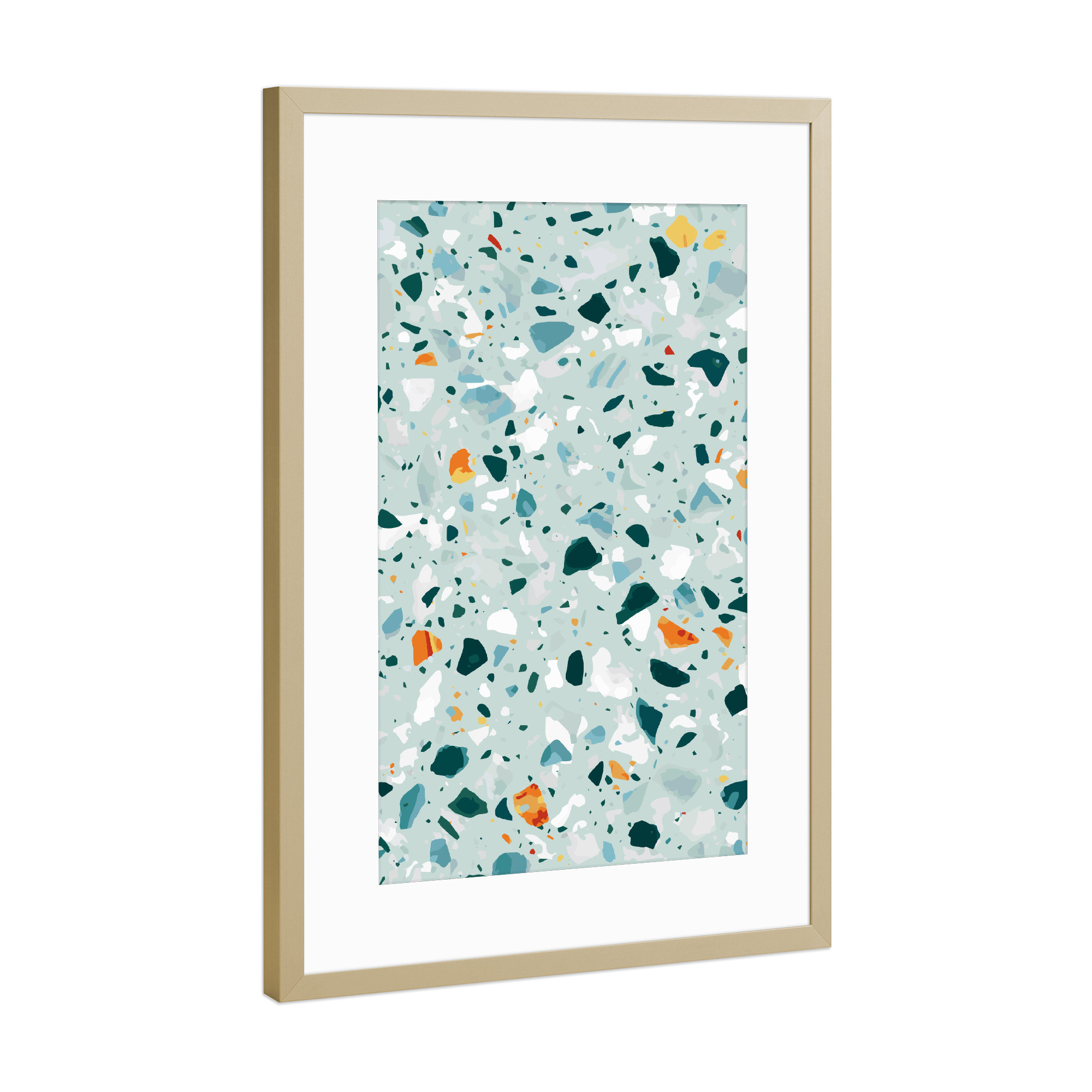 Poster mit Rahmen Gold "Mint Terrazzo" artboxONE - Abstrakt