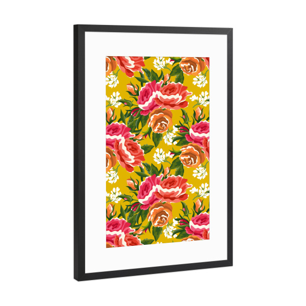 Poster mit Rahmen Schwarz (Metallic) "Bageecha-II" artboxONE - Natur,Floral