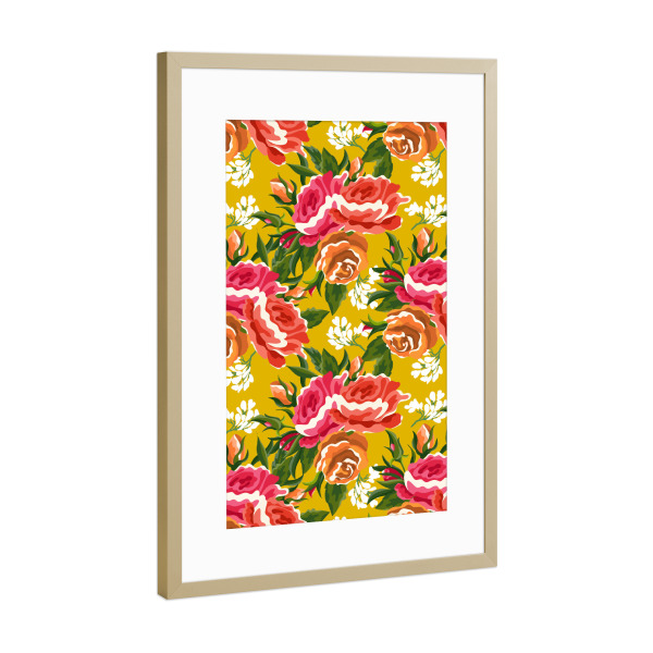 Poster mit Rahmen Gold "Bageecha-II" artboxONE - Natur,Floral