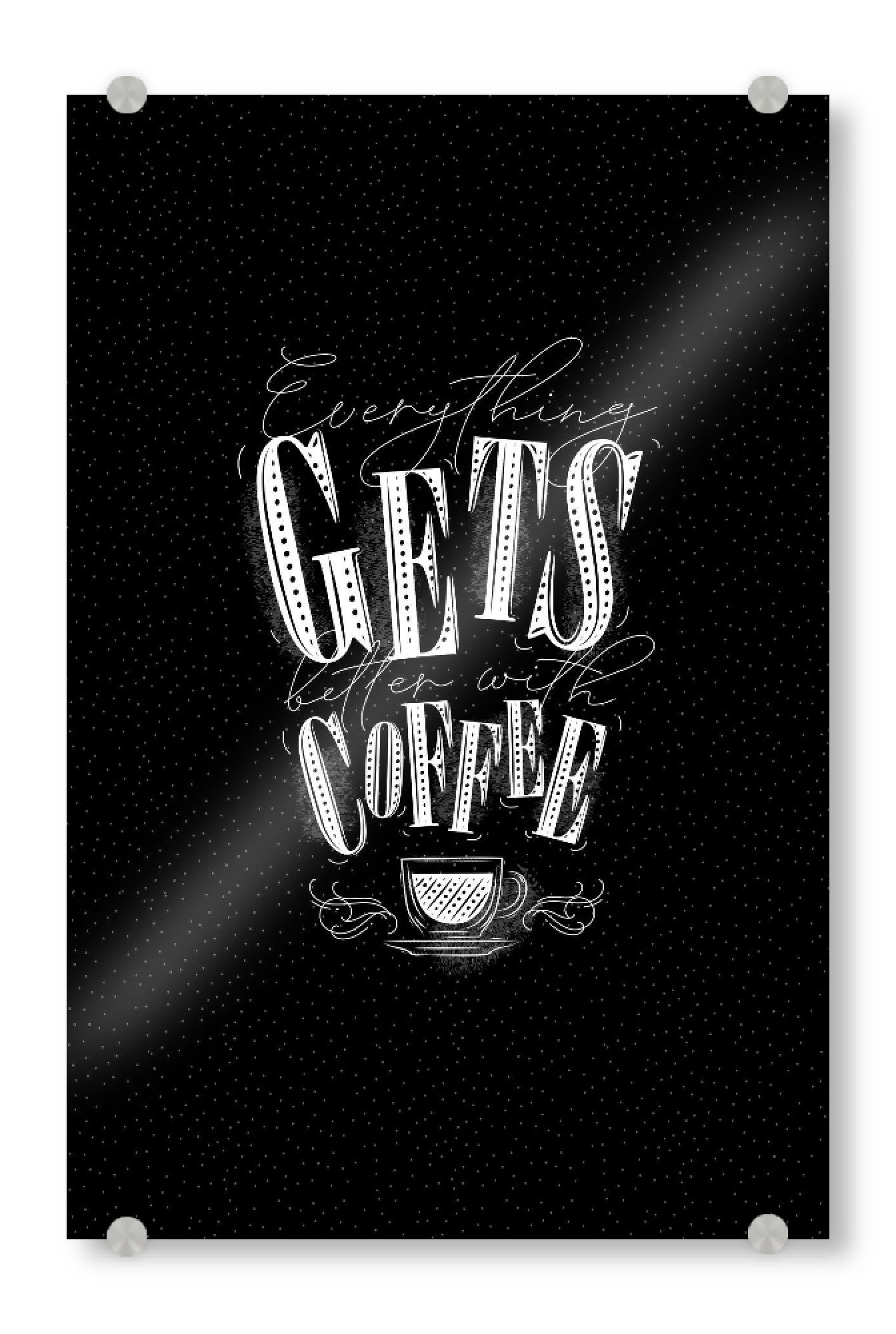 Acrylglasbild "Better with coffee chalk" artboxONE - Typografie,Essen & Trinken,Schwarzweiß