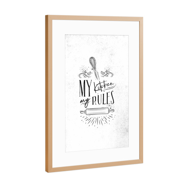 Poster mit Rahmen Kupfer "My kitchen rules" artboxONE - Typografie,Essen & Trinken