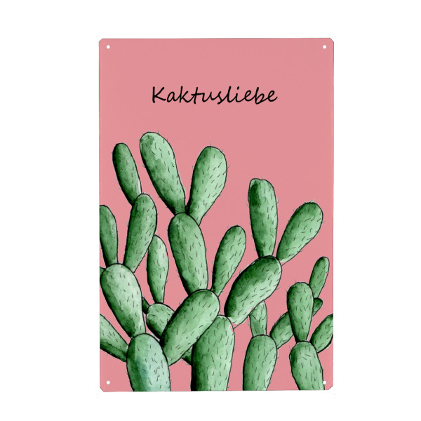 Holzbild "Kaktusliebe" artboxONE - Natur,Floral - Kaktus,Kakteen,Kaktusliebe,Aquarell,Blüte,Floral,Cactus,Typo