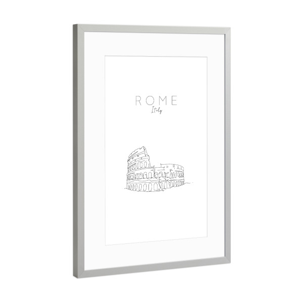 Poster mit Rahmen Silber "Italy Rome Colosseum" artboxONE - Städte,Reise,Schwarzweiß,Städte / Rom