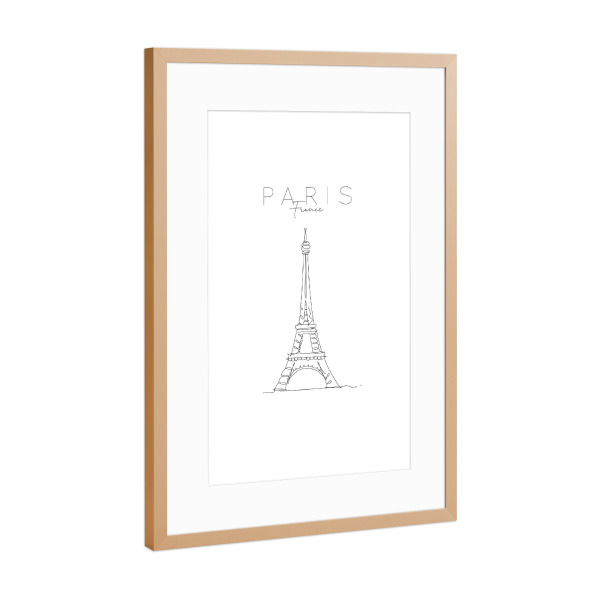 Poster mit Rahmen Kupfer "Eiffel tower Paris France" artboxONE - Städte,Reise,Schwarzweiß,Städte / Paris
