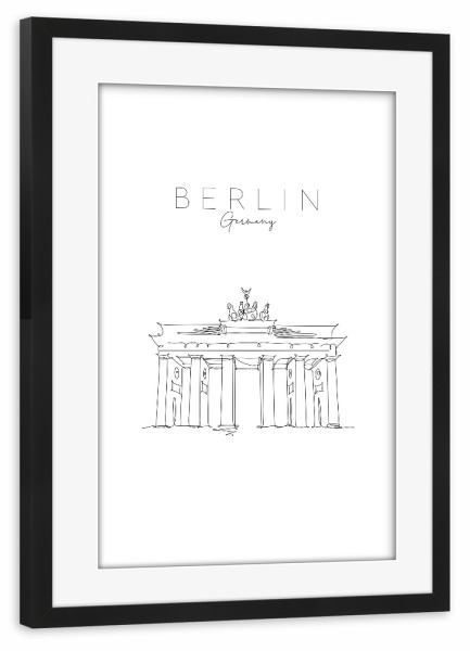Poster mit Rahmen schwarz "Berlin Brandenburg Gate" artboxONE - Städte,Städte / Berlin,Reise,Schwarzweiß
