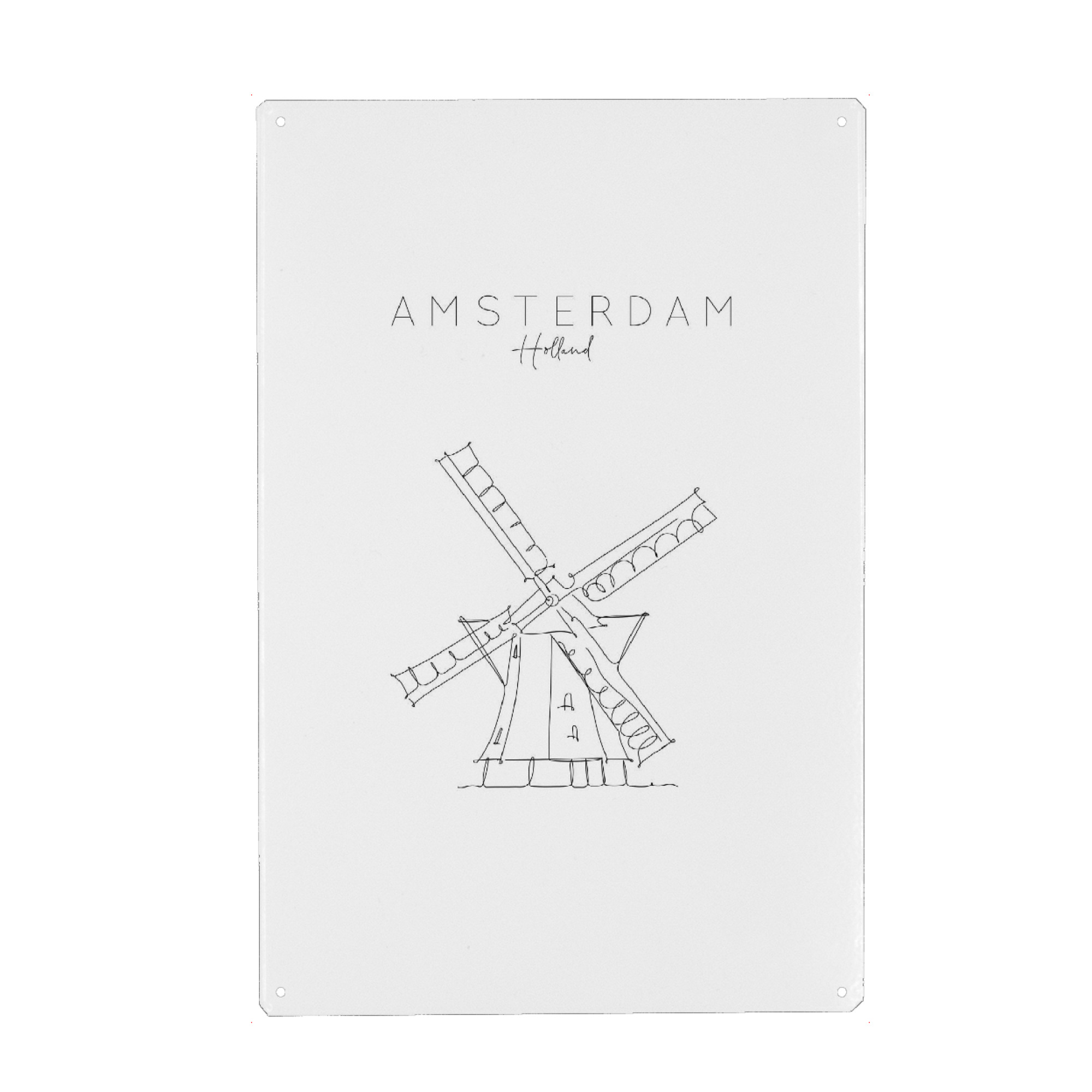 Holzbild "Holland windmill" artboxONE - Städte,Reise,Schwarzweiß,Städte / Amsterdam