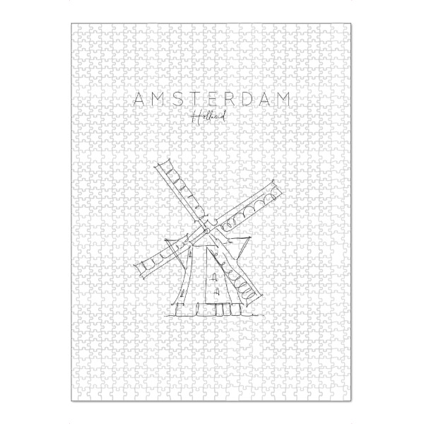 Puzzle Ravensburger "Holland windmill" artboxONE - Städte,Reise,Schwarzweiß,Städte / Amsterdam