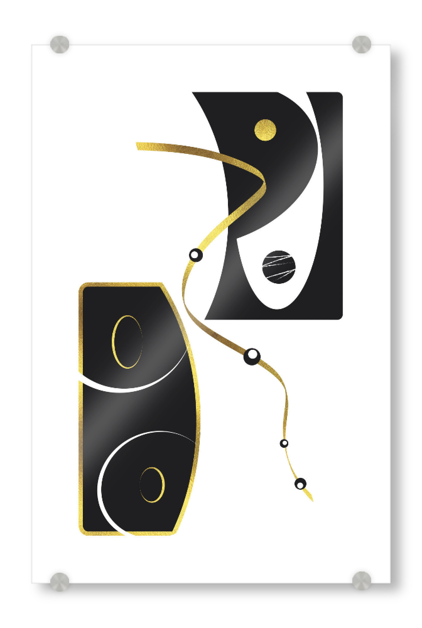 Acrylglasbild "Schwarzweiß Abstrakt Nr. 2 | gold" artboxONE - Abstrakt,Geometrie