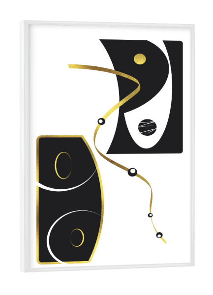 Poster mit weißem Rahmen "Schwarzweiß Abstrakt Nr. 2 | gold" artboxONE - Abstrakt,Geometrie