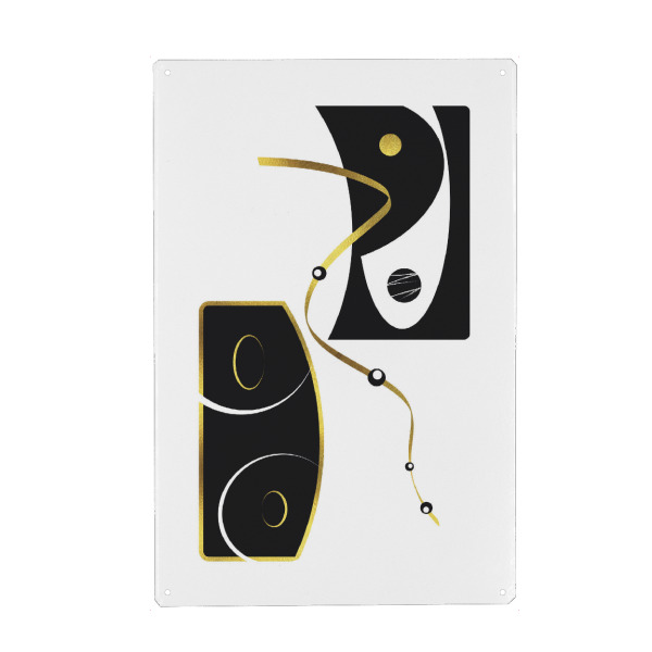 Holzbild "Schwarzweiß Abstrakt Nr. 2 | gold" artboxONE - Abstrakt,Geometrie