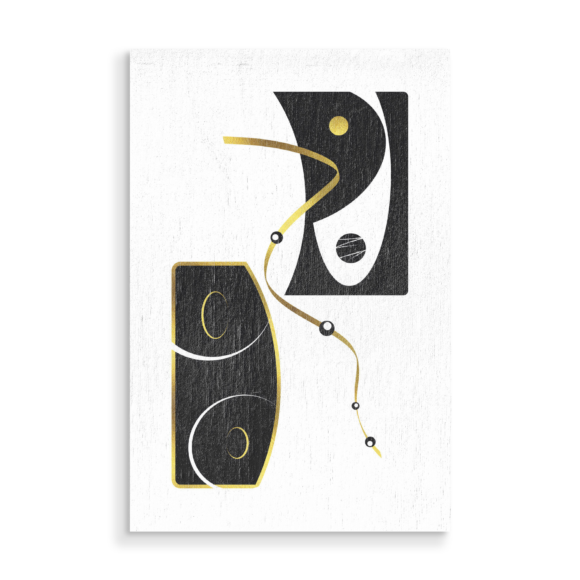 Holzbild "Schwarzweiß Abstrakt Nr. 2 | gold" artboxONE - Abstrakt,Geometrie
