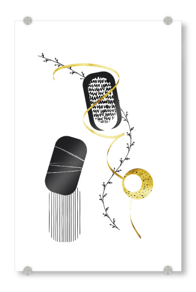 Acrylglasbild "Schwarzweiß Abstrakt Nr. 1 | gold" artboxONE - Abstrakt,Geometrie