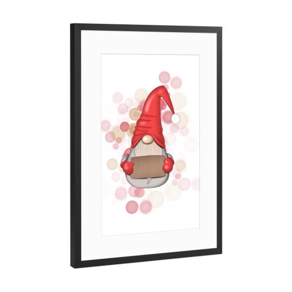Poster mit Rahmen Schwarz (Metallic) "Red Gnome" artboxONE - Für Kinder,Weihnachten,Festivals,Lustig